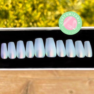 Press On, Customizable, More Colors and Shapes Available, Square-Shaped Glossy Chrome Gel Nail Set