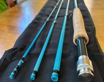 Chestonia 7'6" 4 wt. 4pc. Translucent Blue S -Glass Fly Rod Hand Made in Michigan by Mark