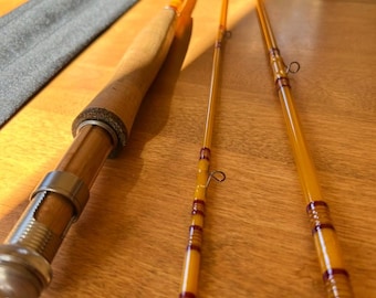 Chestonia 7'6" 3 wt. 3pc. Honey Yellow S Glass Fly Rod Hand Made in Michigan by Mark