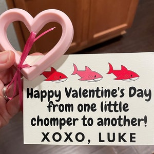 Biglietto di San Valentino personalizzato per bambini con squalo, stampabile, da scaricare