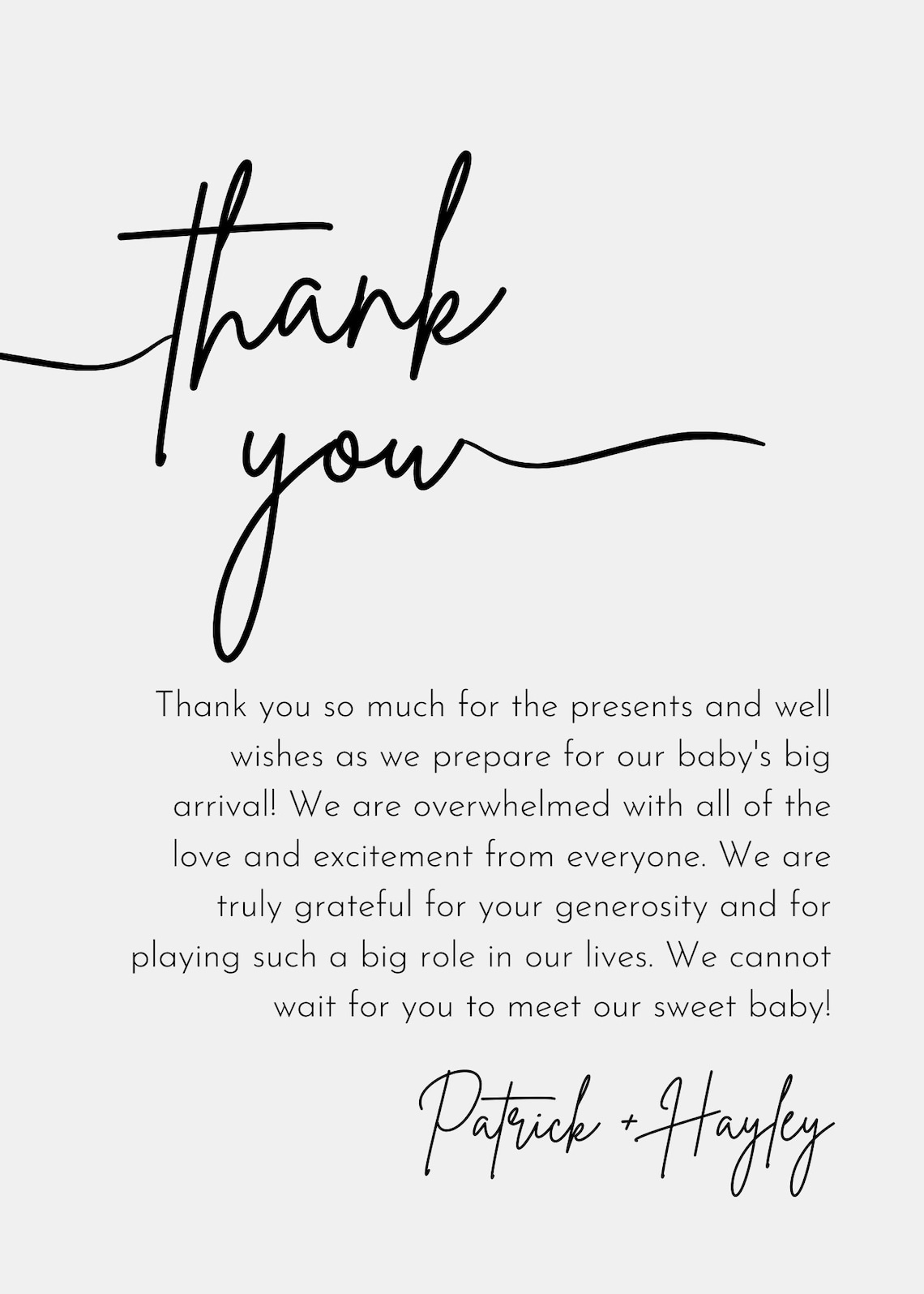 PERSONALIZED Baby Shower Thank You Card Printable Download Etsy