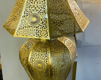 Lampshades, Night lights, Large lamp, Moroccan Brass table lamp, Moroccan lampshade bedroom floor office metal lamp