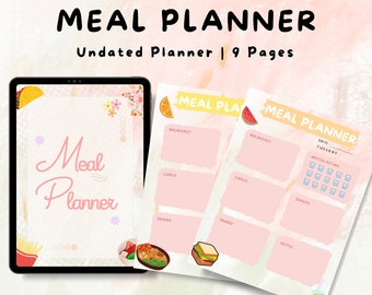 Daily Meal Planner | Menu Planner Sheet | Diet Planner | Fitness Journal | Wellness Workbook Pages | Digital Food Planner | PDF Printable