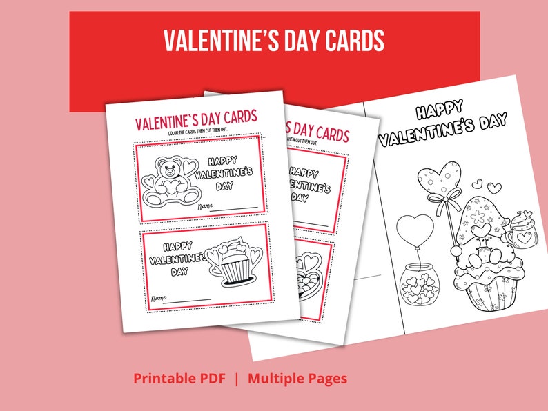 Printable Valentine Coloring Card for Kids, Valentine Coloring Cards ...
