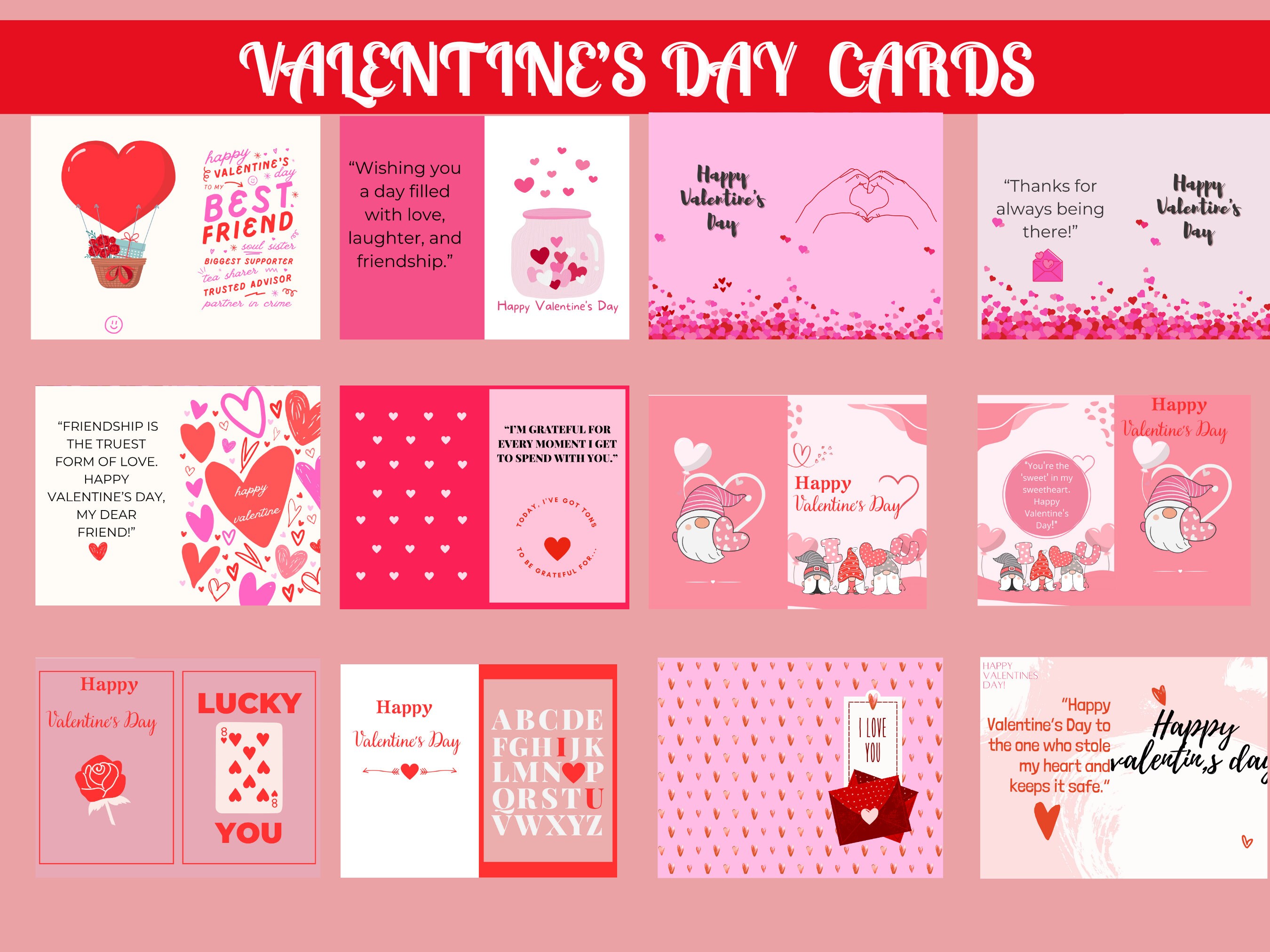 Valentine Printable Folding Cards, Valentine Digital Cards, Valentine ...
