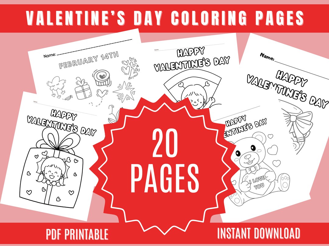 Valentine's Day Coloring Pages Pdf, Kids Valentine Coloring, Valentine ...
