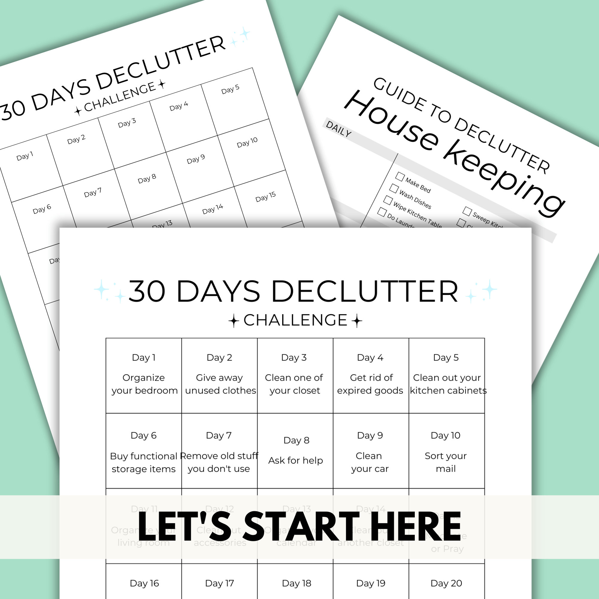Declutter Challenge Printable Only, 30 Days Declutter Challenge ...