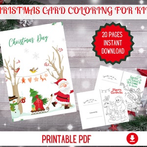 Tarjetas para colorear, tarjetas para colorear de Navidad, tarjetas para colorear para niños, tarjetas navideñas, tarjetas para colorear en PDF, tarjetas para colorear de vacaciones, tarjetas navideñas para niños