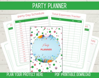 printable Party planner, party expenses track, printable Event plan, Birthday planner, Party checklist, event planner, party day schedule