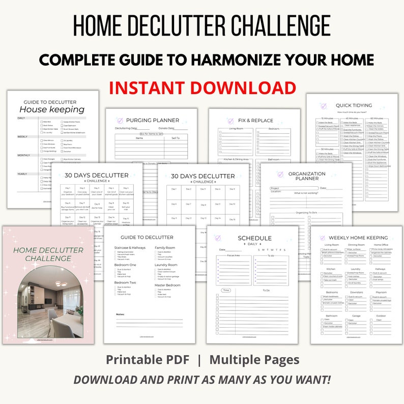 Declutter Challenge Printable Only, 30 Days Declutter Challenge ...