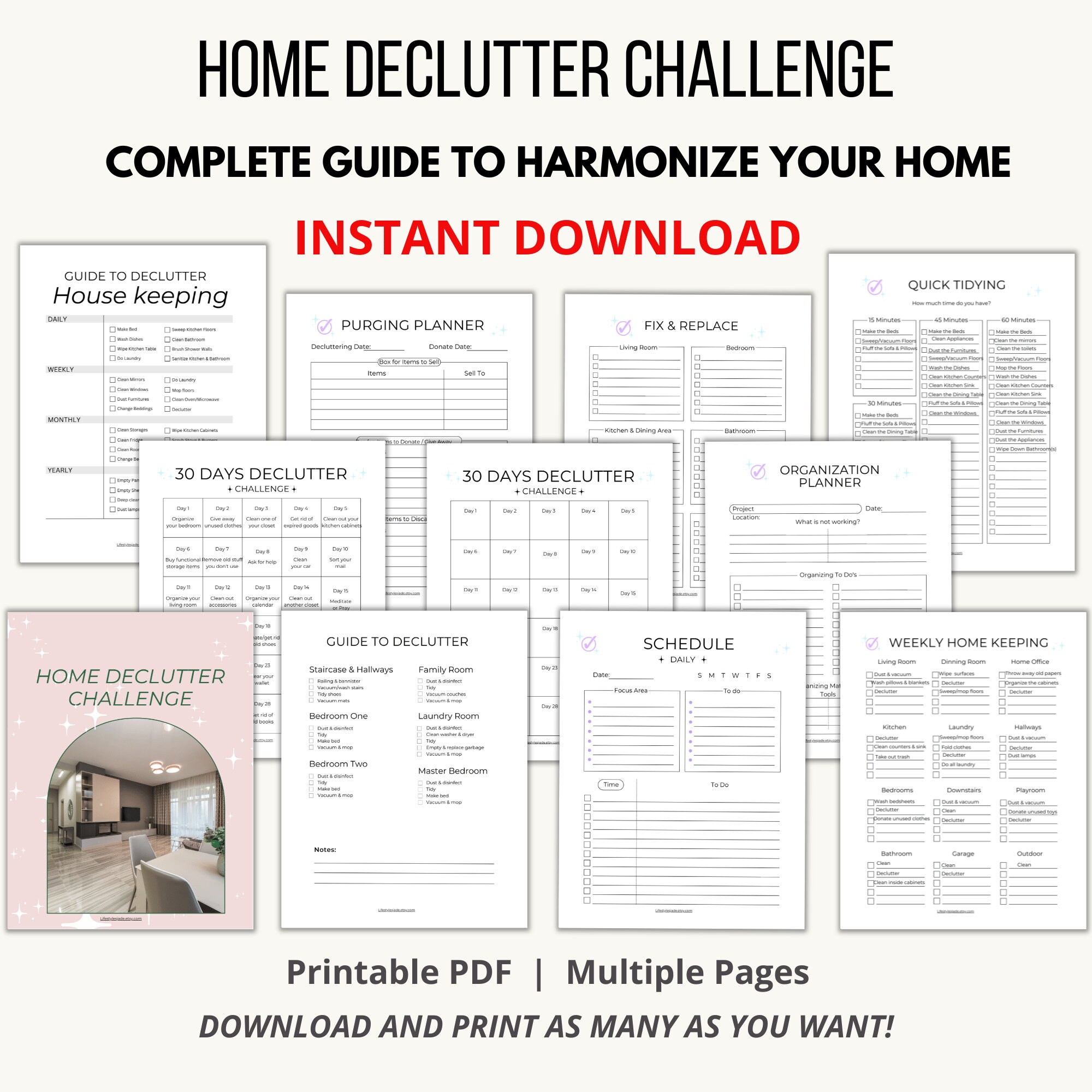 Declutter Challenge Printable Only, 30 Days Declutter Challenge ...