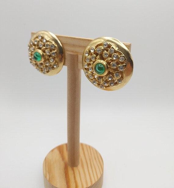 Gold plated and glass clip earrings, Italian bran… - image 2