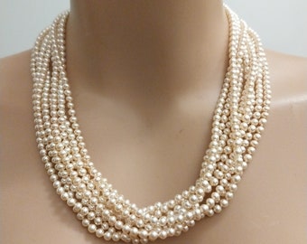 Vintage Mallorca pearl necklace, gold plated and glass, Ami brand