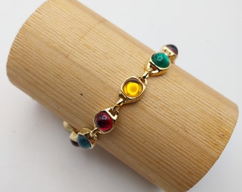 Vintage gold plated and glass bracelet.