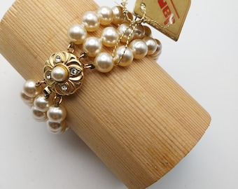 Vintage bracelet with gold-plated Mallorca pearls and glass from the Jamy brand