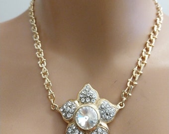 Vintage gold plated and glass necklace.