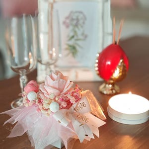 Candela Rosa in Cera di Soia-Idea regalo donna fatta a mano-candela estetica per arredo casa e bomboniera matrimonnio ecologica