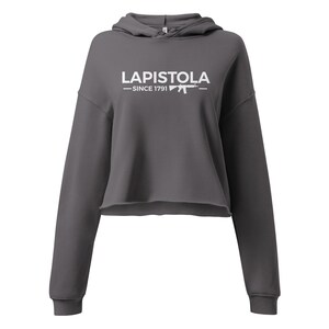 LAPISTOLA, Bella + Canvas 7502 Women's Fleece Crop Hoodie, 2A, 2nd amendment, soft, firearm, freedom, range wear, comfortable, unique design, unique graphic, casual wear, Relaxed fit