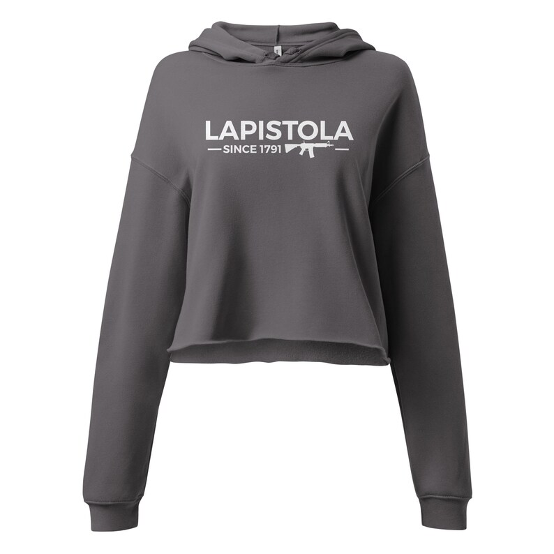 LAPISTOLA, Bella + Canvas 7502 Women's Fleece Crop Hoodie, 2A, 2nd amendment, soft, firearm, freedom, range wear, comfortable, unique design, unique graphic, casual wear, Relaxed fit