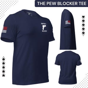 Saucy Stylez® Pew Blocker - MOD 1 | Unisex Short-Sleeved Tee | 2A Apparel | Unique Gift for Firearm Enthusiasts