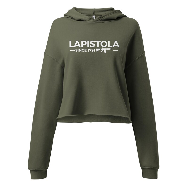 LAPISTOLA, Bella + Canvas 7502 Women's Fleece Crop Hoodie, 2A, 2nd amendment, soft, firearm, freedom, range wear, comfortable, unique design, unique graphic, casual wear, Relaxed fit