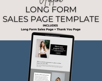 Kajabi Long Form Sales Page Template | Sales Funnel for Online Coaches + Entrepreneurs | Kajabi Landing Page Template | Modern Template