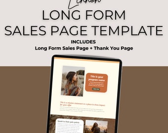 Kajabi Long Form Sales Page Template | Sales Funnel for Online Coaches + Entrepreneurs | Kajabi Landing Page Template | Boho Cute Template