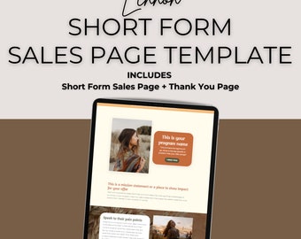 Kajabi Short Form Sales Page Template | Sales Funnel for Online Coaches + Entrepreneurs | Kajabi Landing Page Template | Boho Cute Template