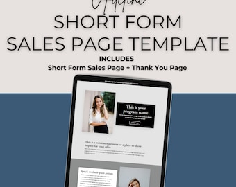Kajabi Short Form Sales Page Template | Sales Funnel for Online Coaches + Entrepreneurs | Kajabi Landing Page Template | Modern Template