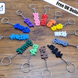 Porte-clés/porte-clés personnalisés - Imprimé en 3D - Cadeaux pour enfants - Cadeaux pour elle - Cadeaux pour lui - Accessoires de décoration pour fête d'anniversaire - Porte-noms - Cartable
