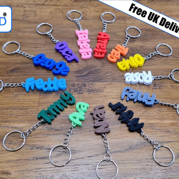 Porte-clés/porte-clés personnalisés - Imprimé en 3D - Cadeaux pour enfants - Cadeaux pour elle - Cadeaux pour lui - Accessoires de décoration pour fête d'anniversaire - Porte-noms - Cartable