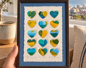 Cape Town • Mixed Media Heart Collage – Dimensional Paper Art (5x7)
