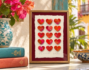 Cartagena Mixed Media Heart Collage – Dimensional Paper Art (5x7)