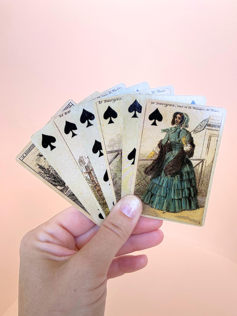 1860 Vintage Playing Cards – Authentic Fournier 2004 Reproduction – Antique Collection & French Romantic Cartomancy image 9