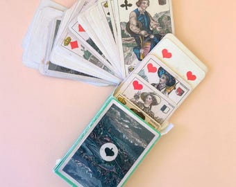 1870 Vintage Swiss Cantons Playing Cards – Fournier facsimile, poker, belote, collection, cartomancy.