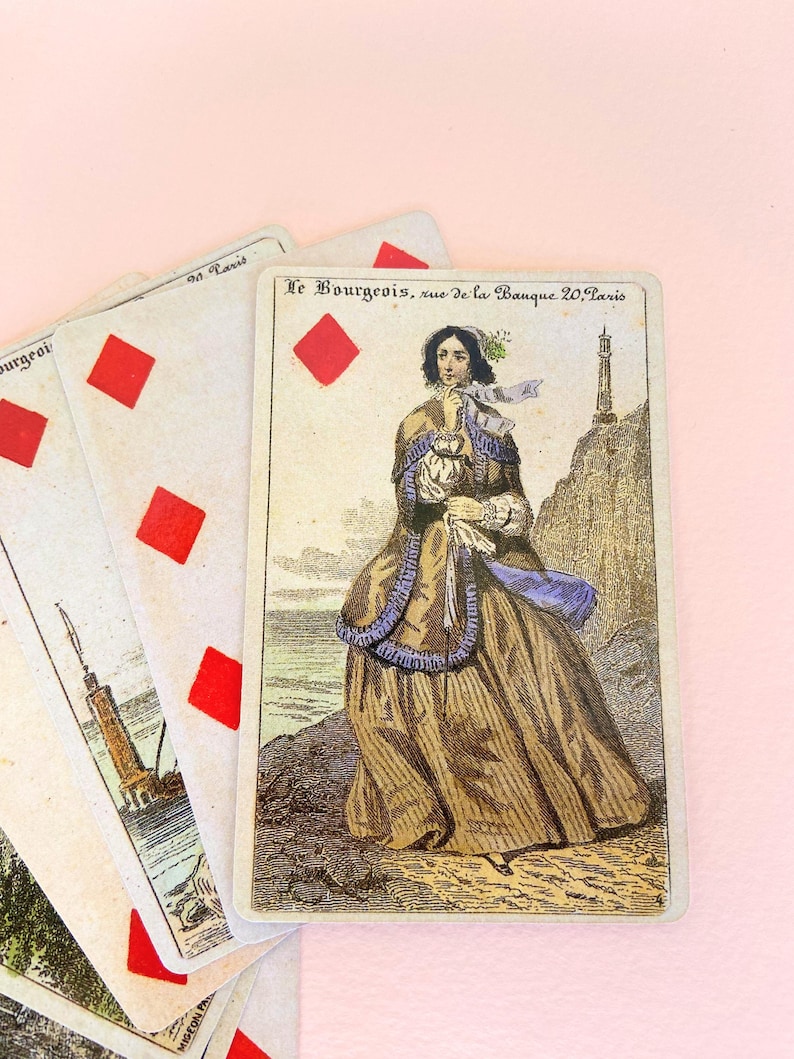 1860 Vintage Playing Cards – Authentic Fournier 2004 Reproduction – Antique Collection & French Romantic Cartomancy image 7