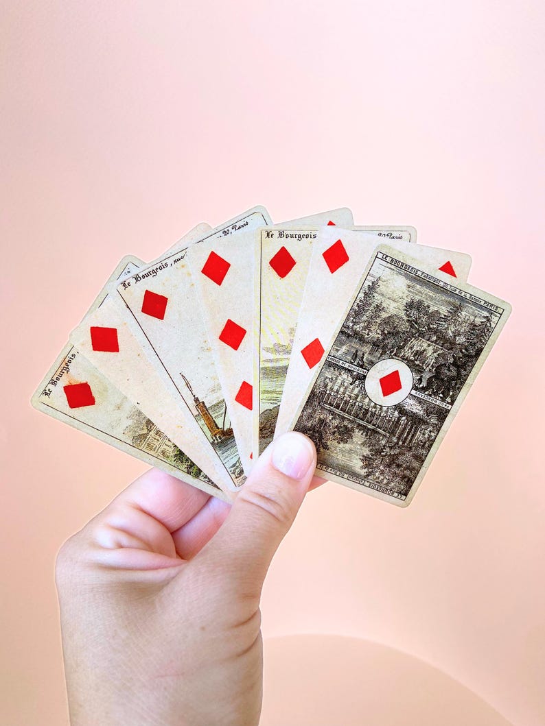 1860 Vintage Playing Cards – Authentic Fournier 2004 Reproduction – Antique Collection & French Romantic Cartomancy image 3
