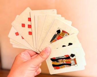 Antique-Style Piquet Card Deck 1780 Fournier facsimile Historical Playing Cards Original 18th Century Format Unique Vintage Gift cartomancy