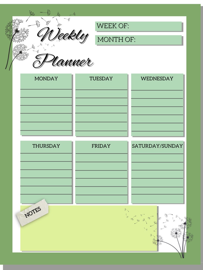 Daily weekly and monthly planner printable bundle etsy