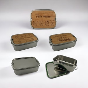 Personalisierte Brotdose Edelstahl mit Vesperbrett, Brotdose Kinder, Brotdose Erwachsene, Lunchbox, Kinder, Erwachsene Bild 2