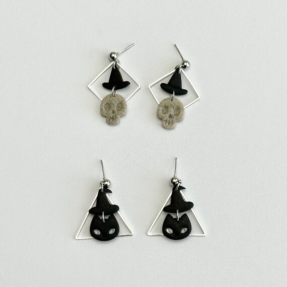 Halloween Witchy Charm Polymer Clay Earrings