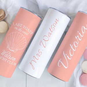 Last Toast On The Coast, Charleston Bachelorette Tumbler, Personalized Beach Bachelorette Tumblers, Social Club Bachelorette Party Favors