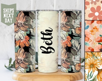 Personalized Name Tumbler With Straw And Lid, Cute Custom To Go Cup Birthday Gift For Her, Custom Skinny 20oz Tumbler, Retro Cup With Name