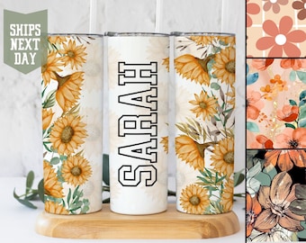 Personalized Name Tumbler With Straw And Lid, Cute Custom To Go Cup Birthday Gift For Her, Custom Skinny 20oz Tumbler, Retro Cup With Name