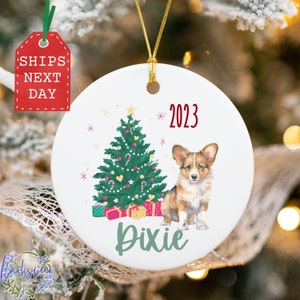 Blue Merle Corgi Christmas Ornament, Corgi Personalized Ornament, Custom Name Corgi Ornament, Custom Blue Merle Corgi Ornament 2024