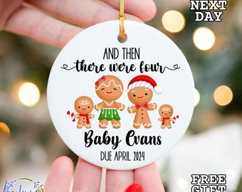 And Then There Were Four Ornament, Pregnancy Announcement Ornament, Baby Coming Soon Ornament, Pregnancy Reveal Ornament, Ornament for Baby