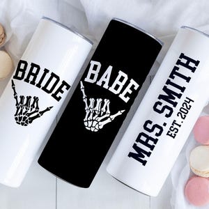 Spooky Bride Tumbler, Spooky Bachelorette Party, Halloween Wedding Tumblers, Black Bridesmaids Tumbler, Goth Bachelorette Theme