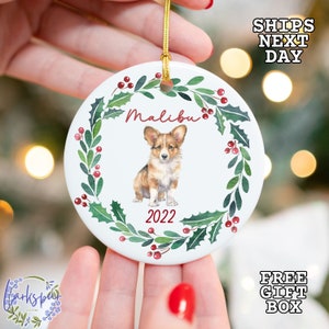 Blue Merle Corgi Christmas Ornament, Corgi Personalized Ornament, Custom Name Corgi Ornament, Custom Blue Merle Corgi Ornament 2024