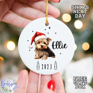 Yorkie Christmas Ornament, Personalized Yorkshire Terrier Ornament, Yorkshire Christmas Ornament, Custom Yorkie Dog Ornament With Name 2023