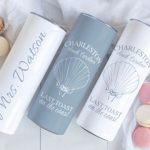 Last Toast On The Coast, Charleston SC Bachelorette Tumbler, Personalized Beach Bachelorette Tumblers, Social Club Bachelorette Party Favors